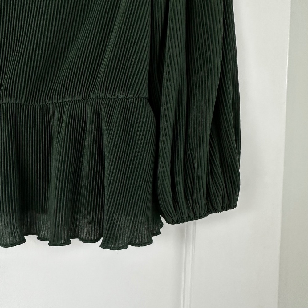 & Other Stories‎ Peplum Top Pleated Balloon Sleeve Blouse Green Size S - Picture 5 of 9